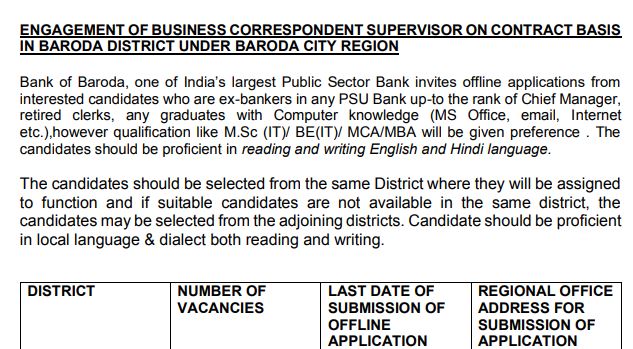 Bank of Baroda Supervisor Bharti 2024